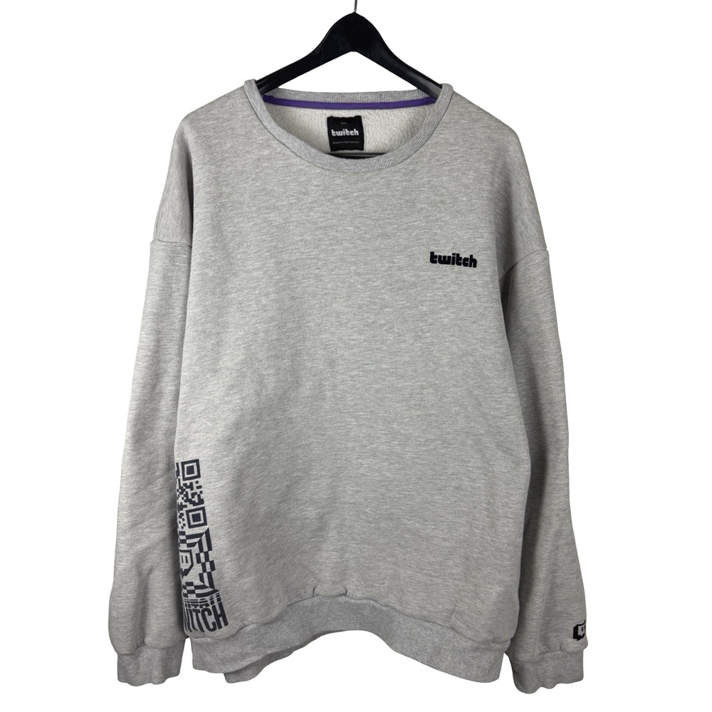 Mens Twitch Live Stream QR Code Tech Company Grey Sweatshirt Size 3XL